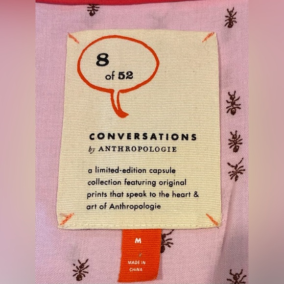 Anthropologie conversations Tank 8 of 52 Ant Print Button Front Pink SZ.med - Picture 3 of 14